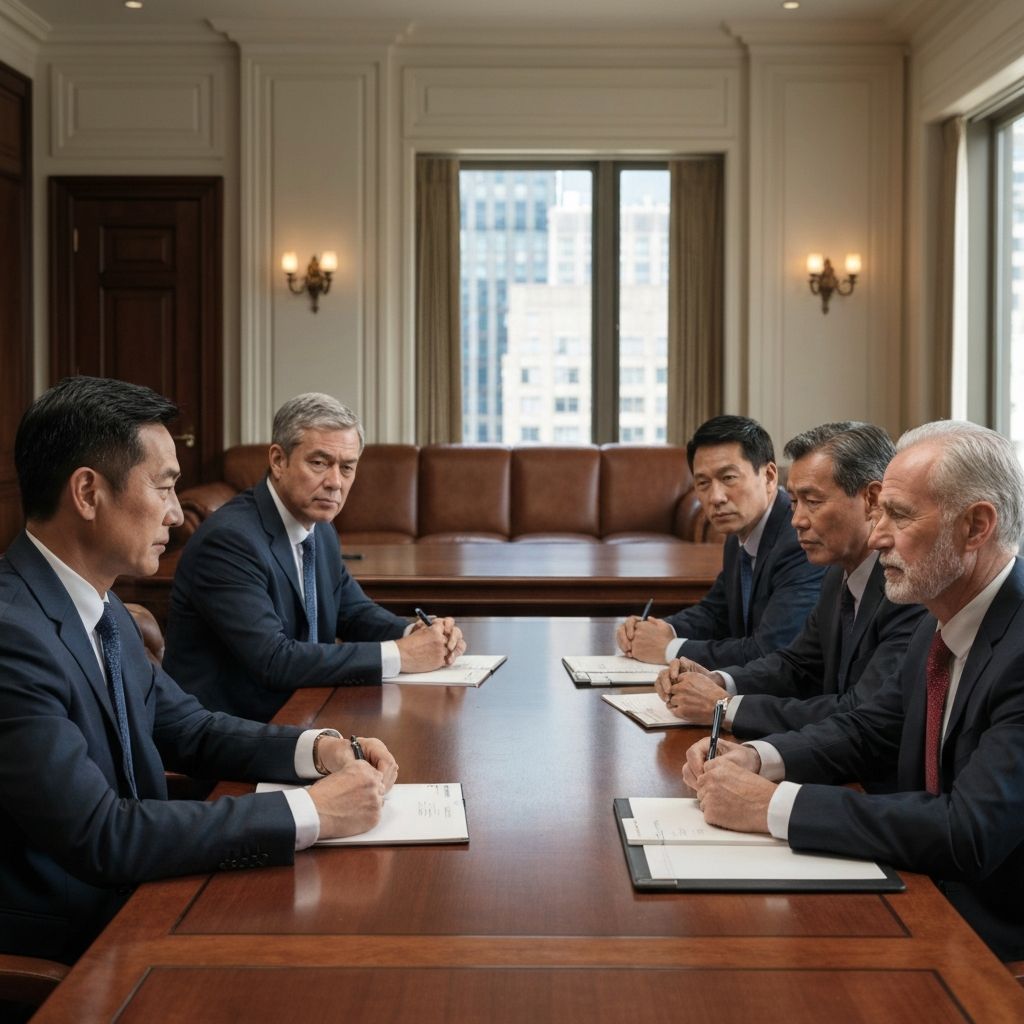 Confidential meeting with diverse executives